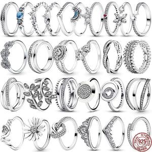 925 Sterling Silver Crown Ring Women's Jewelry