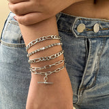 C-shaped and Twist Chain Set Bracelet for Women