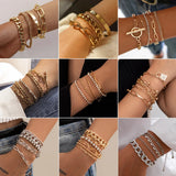 C-shaped and Twist Chain Set Bracelet for Women