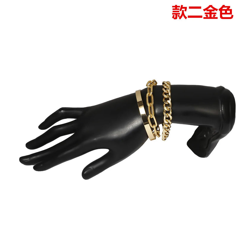 C-shaped and Twist Chain Set Bracelet for Women