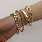 C-shaped and Twist Chain Set Bracelet for Women