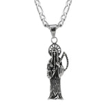 Stainless Steel Santa Muerte Pendant with Chain