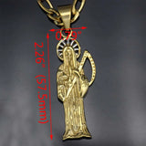 Stainless Steel Santa Muerte Pendant with Chain
