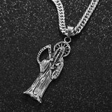 Stainless Steel Santa Muerte Pendant with Chain