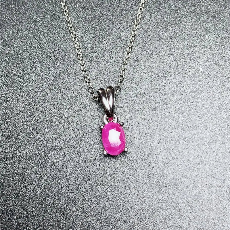 Natural Ruby 925 Silver Women's Pendant