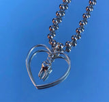 Geometric Hollow Peach Heart Necklace