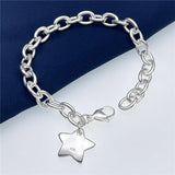925 Sterling Silver Star Pendant Bracelet for Women