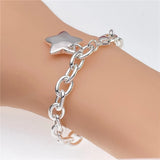 925 Sterling Silver Star Pendant Bracelet for Women