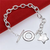 925 Sterling Silver Star Pendant Bracelet for Women