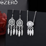 925 Silver Pretty Ball Necklace Stud Earrings Jewelry Set