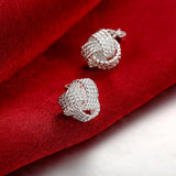925 Sterling Silver Ball Necklace & Stud Earrings Set