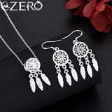 925 Silver Pretty Ball Necklace Stud Earrings Jewelry Set