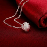 925 Sterling Silver Ball Necklace & Stud Earrings Set