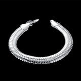 925 Silver Flat Snake Bone Bracelet 10MM