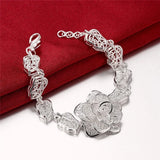 925 Sterling Silver Flower Bracelet for Women Fine Charms Jewelry