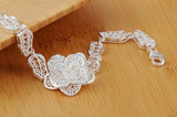 925 Sterling Silver Flower Bracelet for Women Fine Charms Jewelry