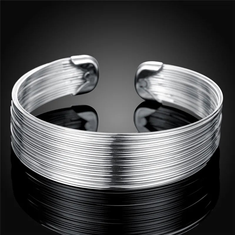 925 Silver Cuff Bracelets for Women Wedding Party Jewelry Christmas