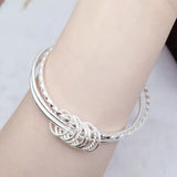 925 Sterling Silver Three Circles Bangle Bracelet for Women