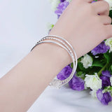 Three Circle Bangle 925 Sterling Silver Bracelet for Women