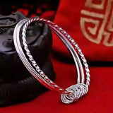 925 Sterling Silver Three Circles Bangle Bracelet for Women