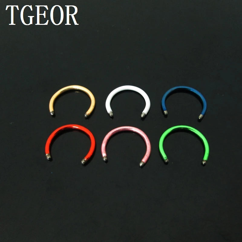 60pcs 1.2*10mm Mixed 6 Colors Stainless Steel Horseshoe Shaft