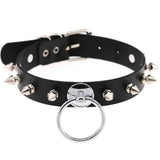 Sexy Rivet Spike Punk Collar Leather Lead Chain Choker Necklace