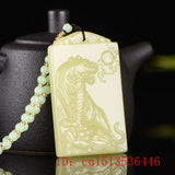 Hotan Jade Zodiac Tiger Pendant Amulet Natural Necklace Carved Jewelry