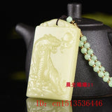 Hotan Jade Zodiac Tiger Pendant Amulet Natural Necklace Carved Jewelry