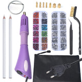 Hotfix Rhinestone Applicator Kit DIY Hot Fix Tool with 7 Tips Tweezers Stand