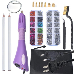 Hotfix Rhinestone Applicator Kit DIY Hot Fix Tool with 7 Tips Tweezers Stand