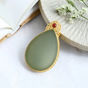 Hotian Jade Pendant Mother Necklace Female Temperament Middle-Aged Sweater Chain