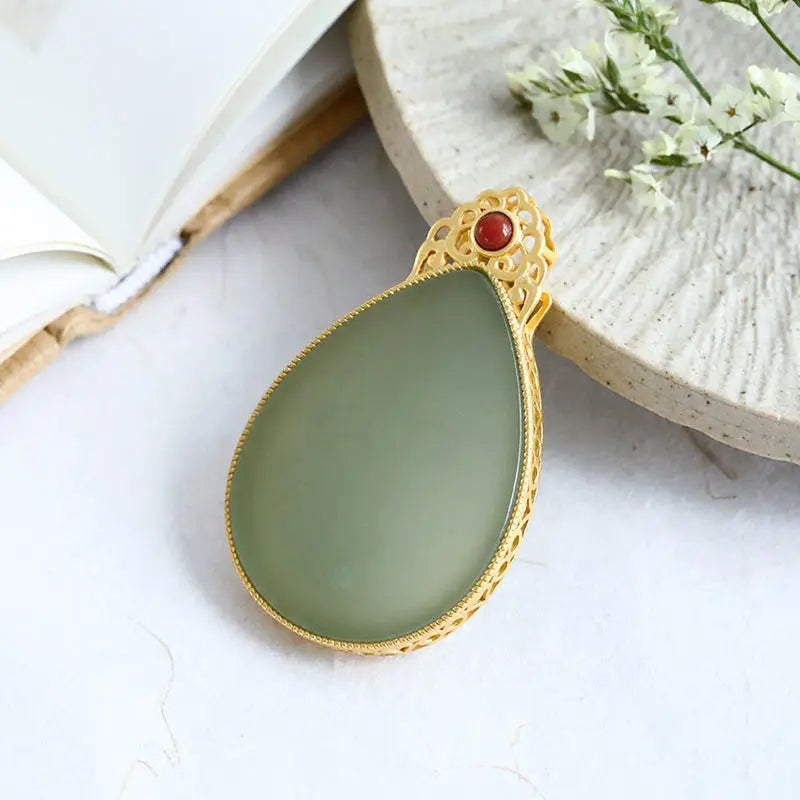 Hotian Jade Pendant Mother Necklace Female Temperament Middle-Aged Sweater Chain