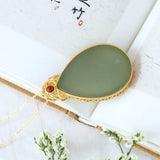 Hotian Jade Pendant Mother Necklace Female Temperament Middle-Aged Sweater Chain