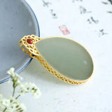 Hotian Jade Pendant Mother Necklace Female Temperament Middle-Aged Sweater Chain