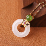 Hotian Jade Pendant Women's Inlaid Jue Suet Peace Buckle