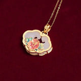 Hotian Jade Pendant Women's Silver Retro Chinese Enamel Necklace