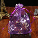 100pcs Small Organza Bags 9x12cm Christmas Drawstring Gift Bag