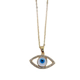 14K Bling Eye Pendant Necklace Shining Evil Eyes Necklace