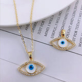 14K Bling Eye Pendant Necklace Shining Evil Eyes Necklace