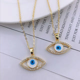 14K Bling Eye Pendant Necklace Shining Evil Eyes Necklace