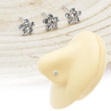 925 Silver Flower Nose Stud Body Piercing Jewelry