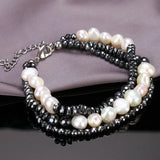 Layered Natural Pearl Spinel Charm Bracelet for Women