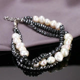Layered Natural Pearl Spinel Charm Bracelet for Women