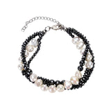 Layered Natural Pearl Spinel Charm Bracelet for Women