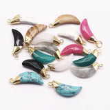 Natural Stone Moon Necklace Pendant Mixed Charm DIY Jewelry Making