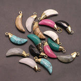 Natural Stone Moon Necklace Pendant Mixed Charm DIY Jewelry Making