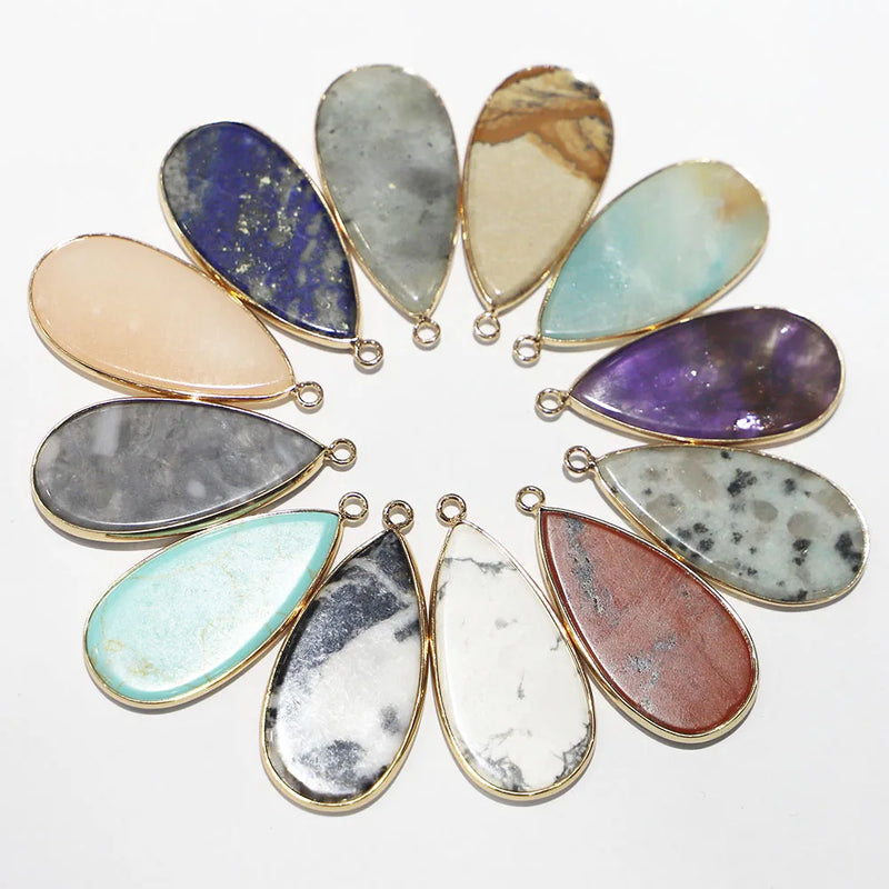 Natural Stone Water Drop Pendants Necklace DIY Earring Accessories