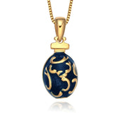 Mini Brass Egg Pendant Crystal Necklace