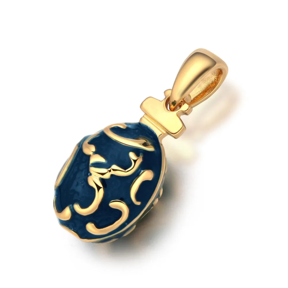 Mini Brass Egg Pendant Crystal Necklace