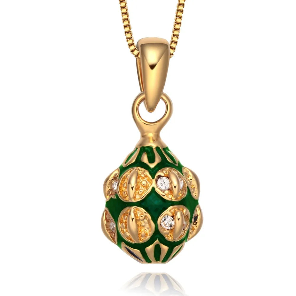 Enamel HandMade Mini Coin Brass Egg Pendant Necklace